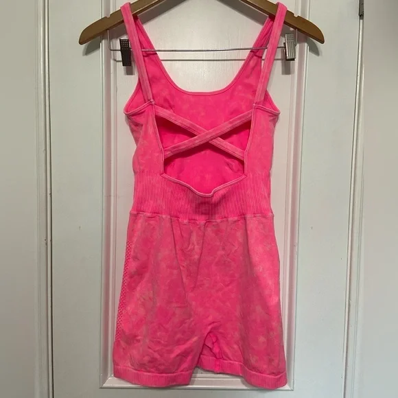 Zenana Outfitters LIKE NEW hot pink mineral wash spandex onesie romper L/XL - Picture 8 of 9